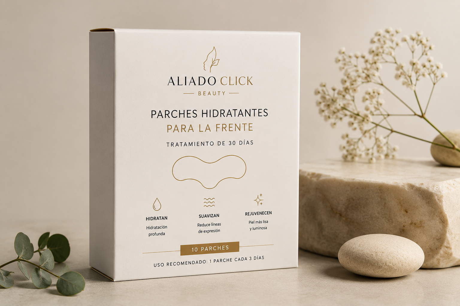 Caja de Parches Hidratantes para la Frente AliadoClick Beauty, 10 unidades